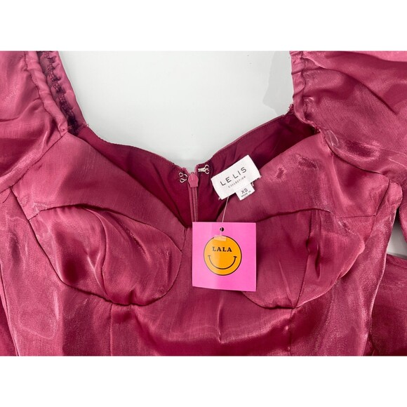 Women's Dress - Lelis Falling in Love Mini Dress Maroon Red Longseave Size XS - Picture 7 of 8